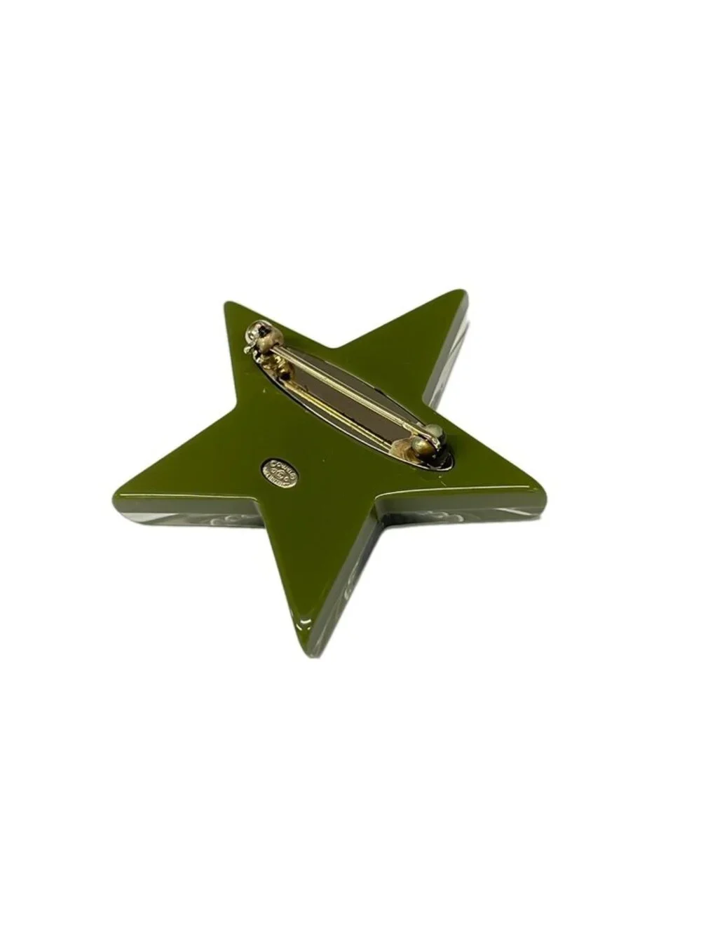 Chanel Brooch CC Logo Khaki Black Multi Star
